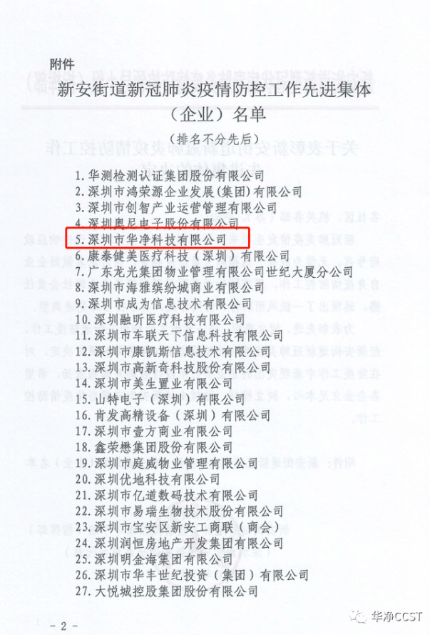 表彰 | 華凈科技獲“先進集體”表彰